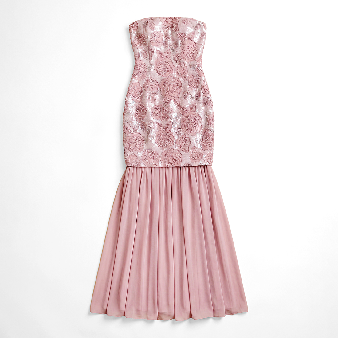 Wedding Guest Mini Sheath Polyester Glam Strapless Sequin 3D Flower Dress - MYTHSIS