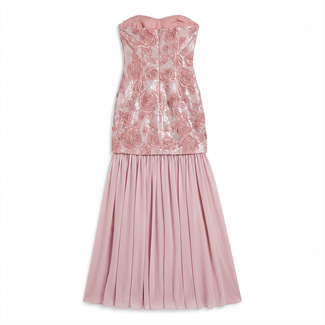 Wedding Guest Mini Sheath Polyester Glam Strapless Sequin 3D Flower Dress - MYTHSIS