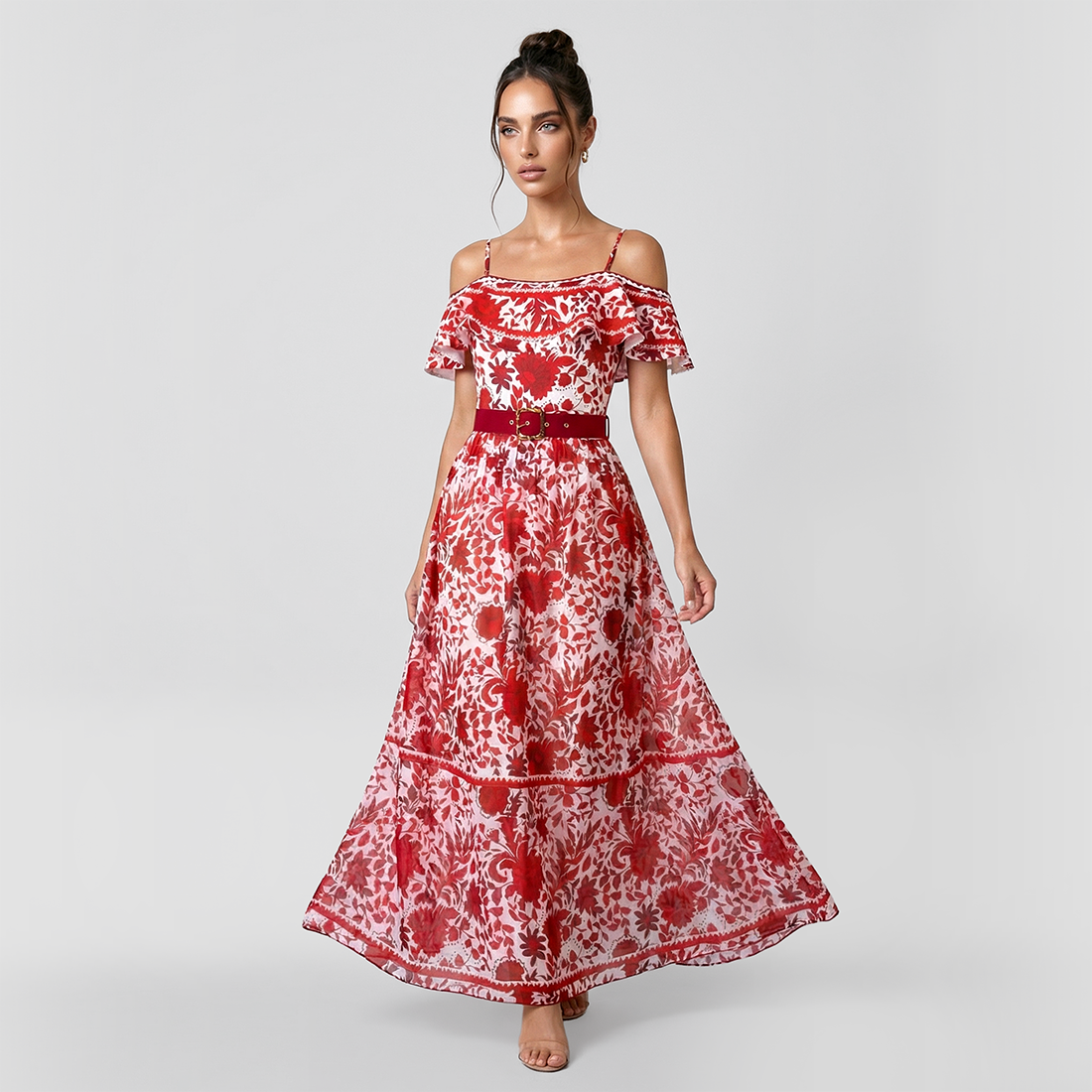 Vacation Maxi A-Line Chiffon Boho Flounce sleeve&nbsp Dress - MYTHSIS