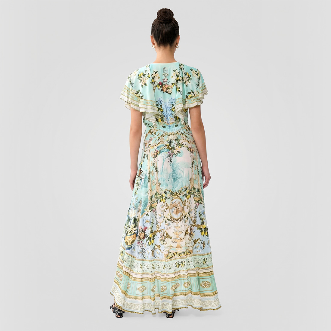 Vacation Maxi A-Line Chiffon Romantic Ruffled Sleeve Dress - MYTHSIS