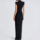 Wholesale Women's Mock-Neck Shoulder-Pad Slit Bodycon Maxi Dress – XS Womens Clothing