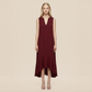 Casual Everyday Maxi A-Line Polyester Simple Deep V-Neck Asymmetric Dress - MYTHSIS