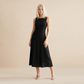 Casual Everyday Maxi A-Line Polyester Chic Round Neck Ruched Sleeveless Dress - MYTHSIS