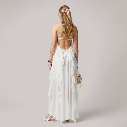 Backless chiffon sexy maxi dress