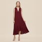 Casual Everyday Maxi A-Line Polyester Simple Deep V-Neck Asymmetric Dress - MYTHSIS