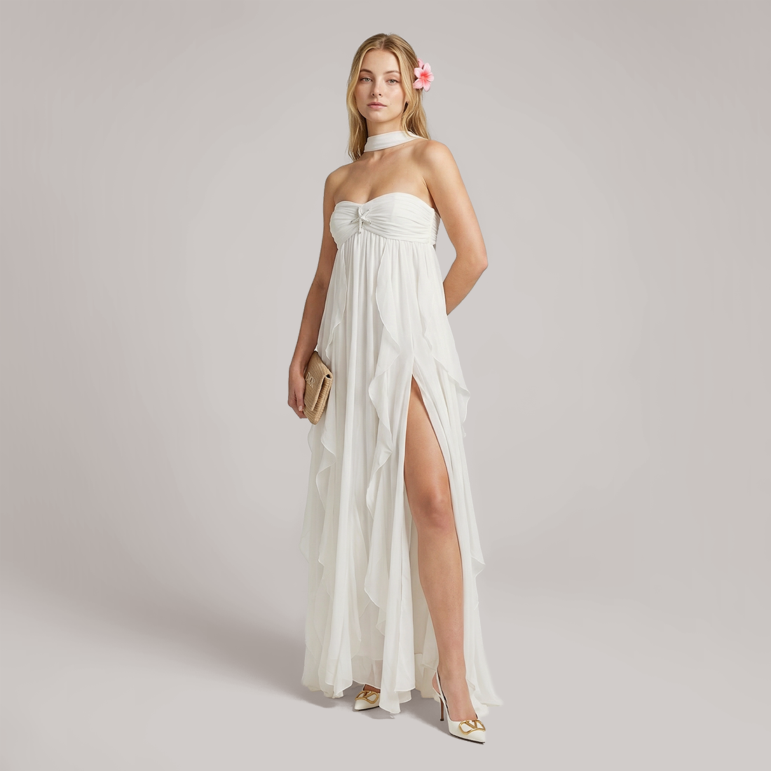 Vacation Maxi Flare Chiffon Boho Asymmetric Dress - MYTHSIS