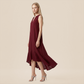 Casual Everyday Maxi A-Line Polyester Simple Deep V-Neck Asymmetric Dress - MYTHSIS