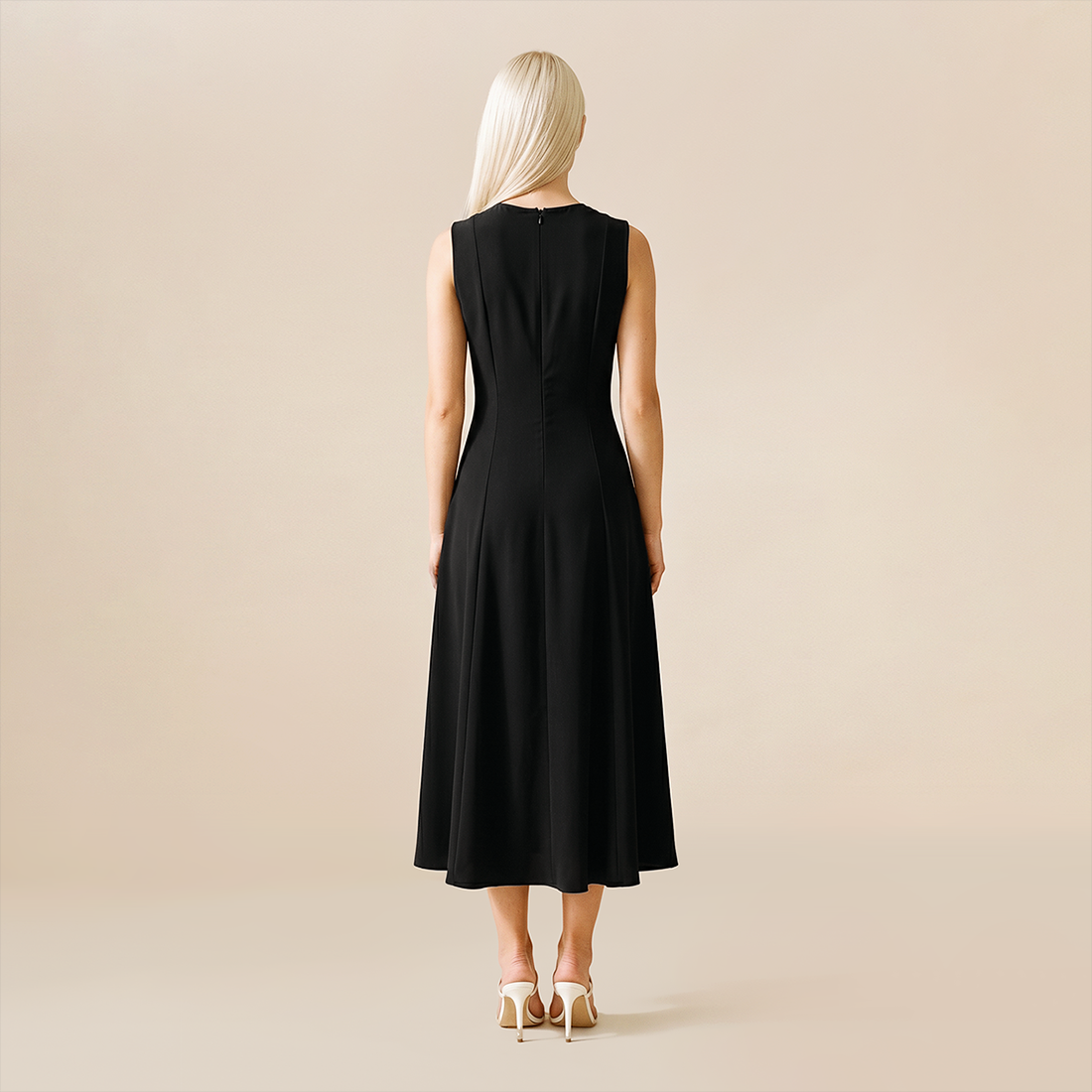 Casual Everyday Maxi A-Line Polyester Chic Round Neck Ruched Sleeveless Dress - MYTHSIS