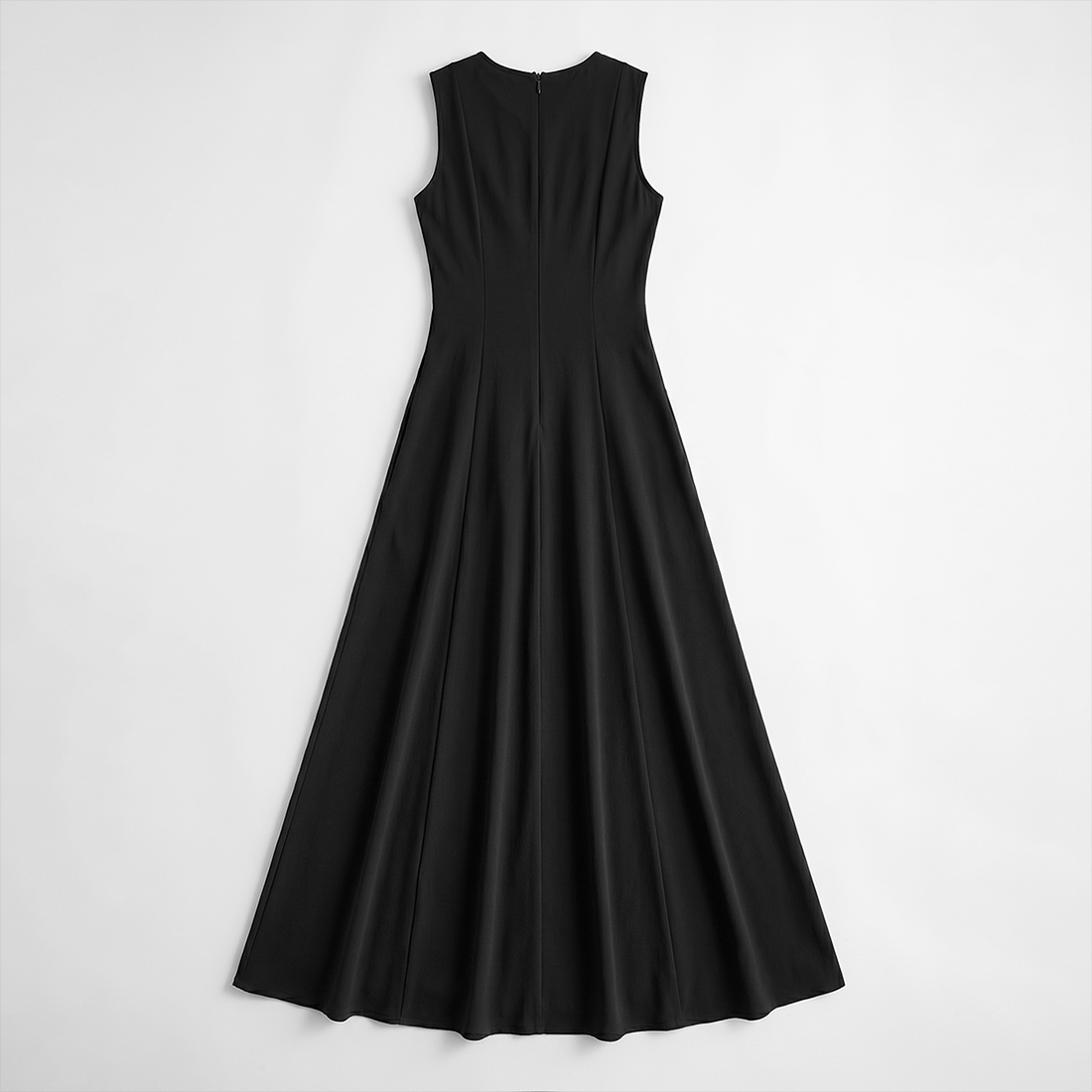 Casual Everyday Maxi A-Line Polyester Chic Round Neck Ruched Sleeveless Dress - MYTHSIS