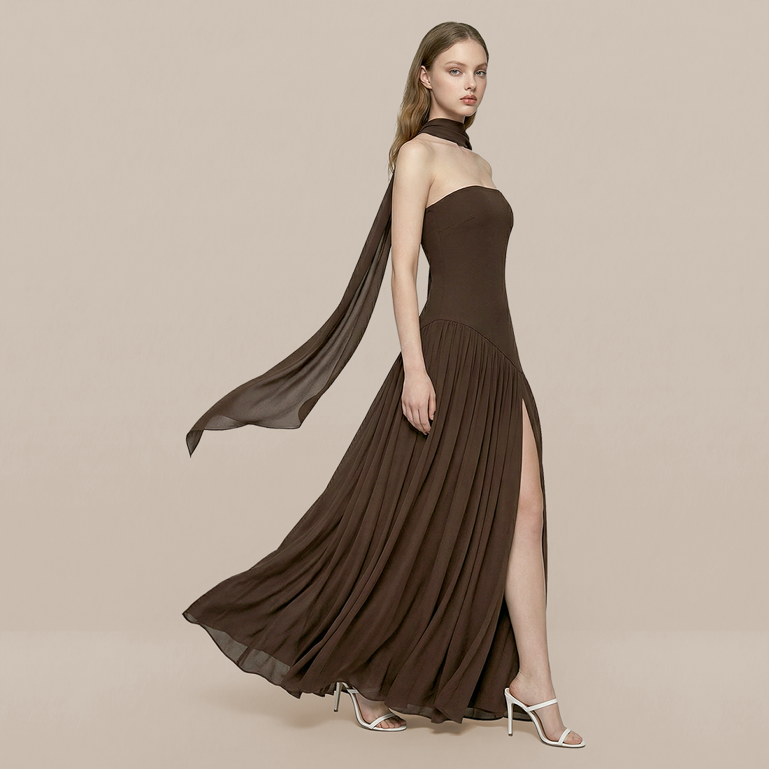 Formal Evening Maxi A-Line Polyester Elegant Dress - MYTHSIS