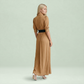 Work & Office Maxi Shirt Dress Polyester Chic Shirt Collar Solid Belted Long Sleeve Dress - MYTHSIS