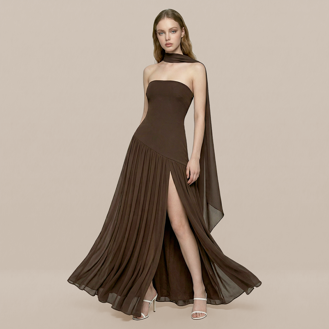 Formal Evening Maxi A-Line Polyester Elegant Dress - MYTHSIS
