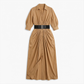 Work & Office Maxi Shirt Dress Polyester Chic Shirt Collar Solid Belted Long Sleeve Dress - MYTHSIS
