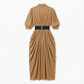 Work & Office Maxi Shirt Dress Polyester Chic Shirt Collar Solid Belted Long Sleeve Dress - MYTHSIS