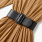 Work & Office Maxi Shirt Dress Polyester Chic Shirt Collar Solid Belted Long Sleeve Dress - MYTHSIS