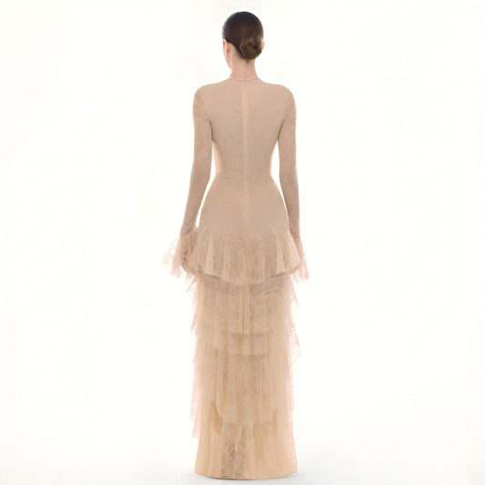 Wholesale Women's French Vintage V-Neck Lace Cake Maxi Dress –  XS Womens Clothing