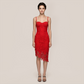 【Party & Event】 Midi Bodycon Polyester Sexy Strapless Lace Dress - MYTHSIS