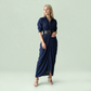 Work & Office Maxi Shirt Dress Polyester Chic Shirt Collar Solid Belted Long Sleeve Dress - MYTHSIS