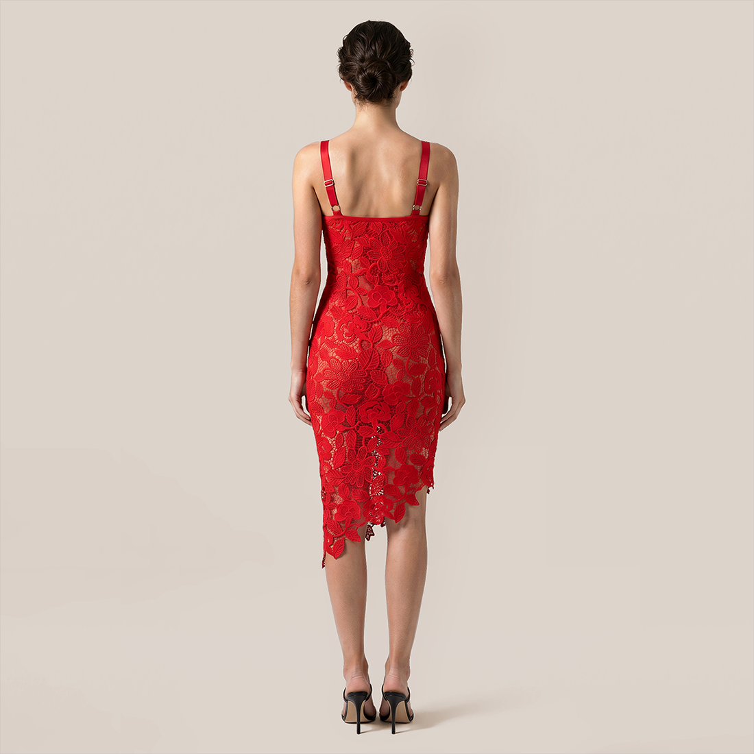 【Party & Event】 Midi Bodycon Polyester Sexy Strapless Lace Dress - MYTHSIS