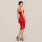 【Party & Event】 Midi Bodycon Polyester Sexy Strapless Lace Dress - MYTHSIS