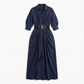 Work & Office Maxi Shirt Dress Polyester Chic Shirt Collar Solid Belted Long Sleeve Dress - MYTHSIS