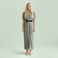 Work & Office Maxi Shirt Dress Polyester Chic Shirt Collar Solid Belted Long Sleeve Dress - MYTHSIS