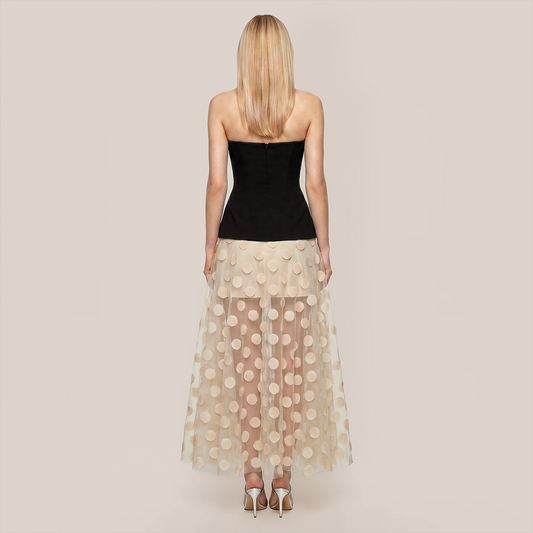 Date Night Maxi A-Line Mesh Elegant Polka dot print Dress - MYTHSIS