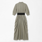 Work & Office Maxi Shirt Dress Polyester Chic Shirt Collar Solid Belted Long Sleeve Dress - MYTHSIS