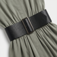 Work & Office Maxi Shirt Dress Polyester Chic Shirt Collar Solid Belted Long Sleeve Dress - MYTHSIS