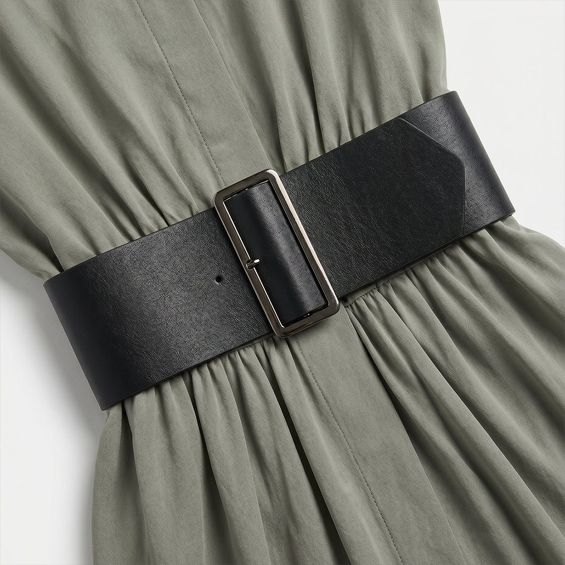 Work & Office Maxi Shirt Dress Polyester Chic Shirt Collar Solid Belted Long Sleeve Dress - MYTHSIS
