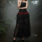 【Party & Event】 Maxi A-Line Sequin Polyester Sexy Strapless Rhinestone Feather Mesh Dress - MYTHSIS