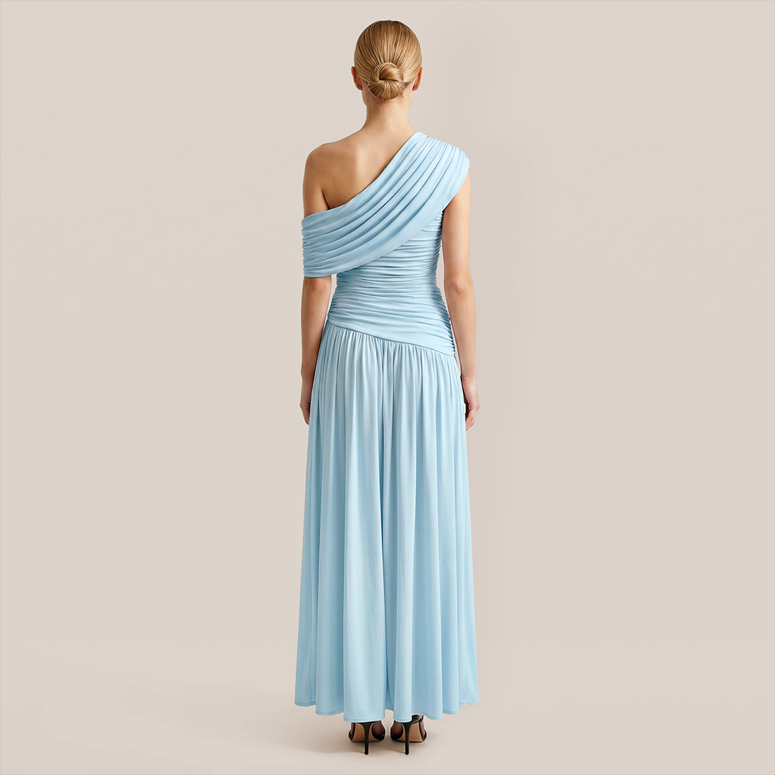 Casual Polyester Solid Color One-Shoulder Maxi Asymmetric Dress - MYTHSIS