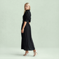 Work & Office Maxi Shirt Dress Polyester Chic Shirt Collar Solid Belted Long Sleeve Dress - MYTHSIS