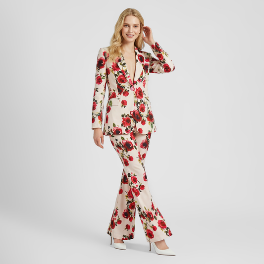Women's Floral Print 3-Piece Outfit: Long-Sleeve Shirt, Camisole, and Pants Set