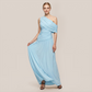 【Casual Everyday】 Maxi Irregular Polyester Chic One-Shoulder Pleated Dress - MYTHSIS