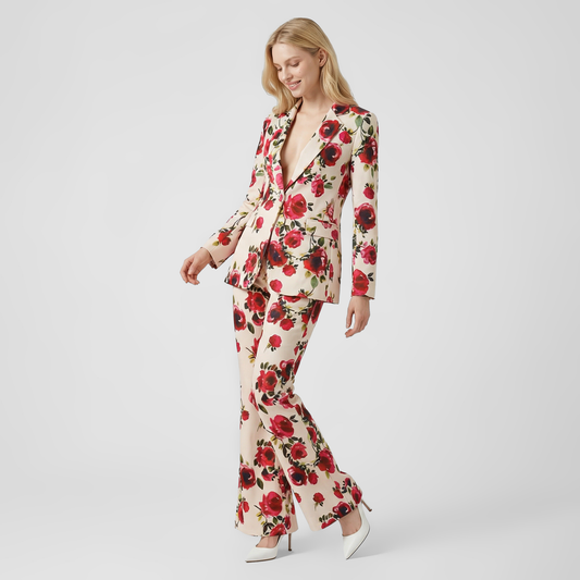Women's Floral Print 3-Piece Outfit: Long-Sleeve Shirt, Camisole, and Pants Set