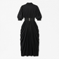 Work & Office Maxi Shirt Dress Polyester Chic Shirt Collar Solid Belted Long Sleeve Dress - MYTHSIS