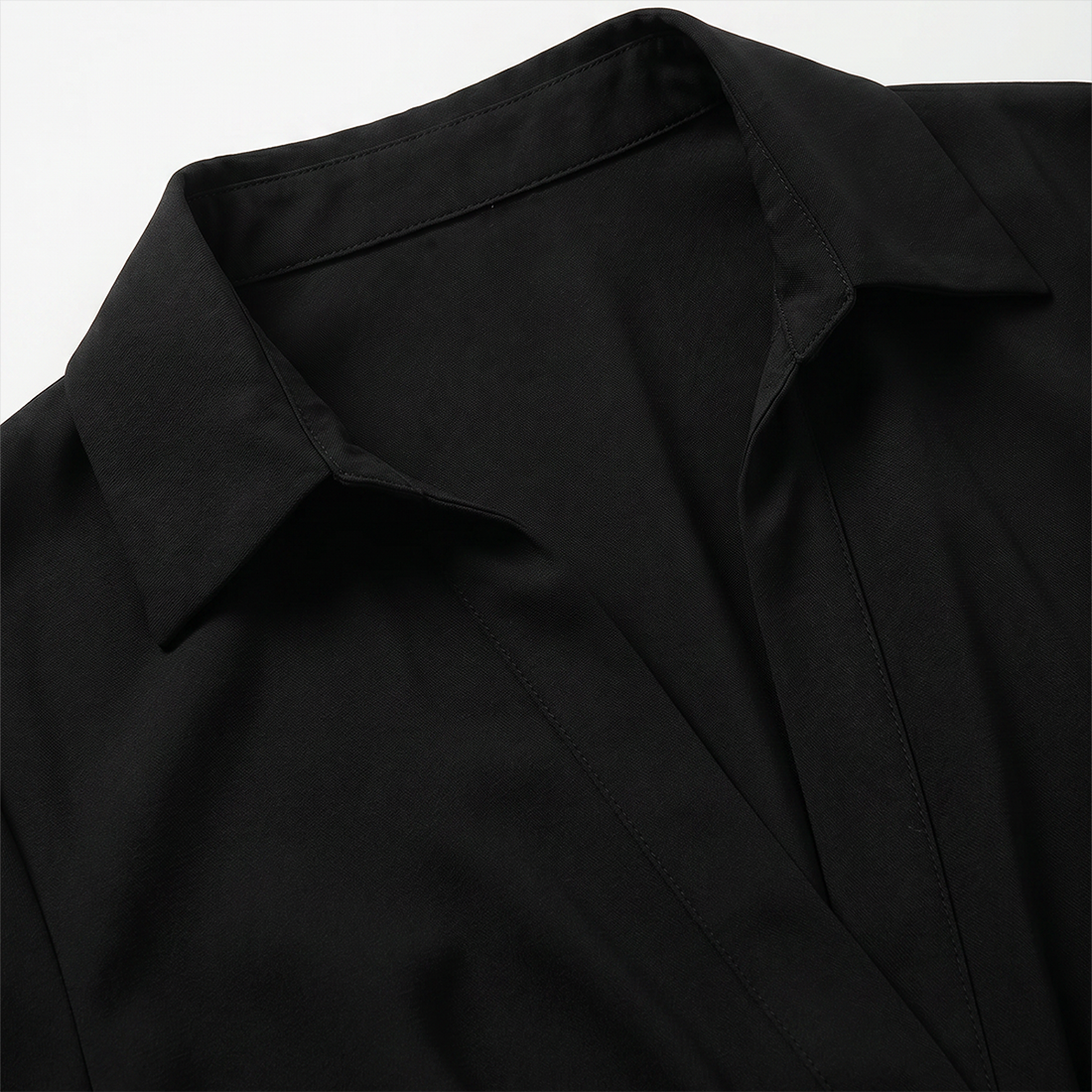 Work & Office Maxi Shirt Dress Polyester Chic Shirt Collar Solid Belted Long Sleeve Dress - MYTHSIS