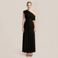【Casual Everyday】 Maxi Irregular Polyester Chic One-Shoulder Pleated Dress - MYTHSIS