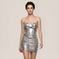 【Party & Event】 Mini Bodycon Sequin Glam Straight Neck Spliced Dress - MYTHSIS