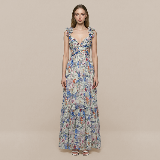 Vacation Maxi Tiered Chiffon Feminine Dress - MYTHSIS