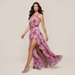 Vacation Maxi A-Line Satin Ruffle HalterFlowy Dress - MYTHSIS