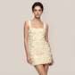 【Party & Event】 Mini A-Line Polyester Glam U-Neck 3D Flower Dress - MYTHSIS