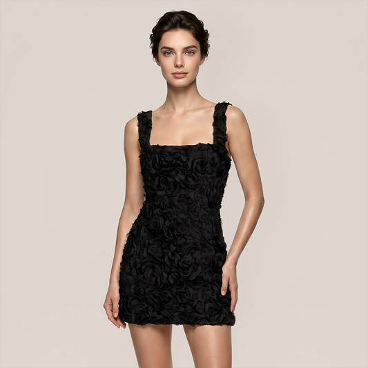 Party & Event Mini Slim Polyester Sexy 3D Floral Open Back Dress - MYTHSIS