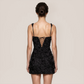 【Party & Event】 Mini A-Line Polyester Glam U-Neck 3D Flower Dress - MYTHSIS
