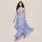 Vacation Maxi A-Line Satin Ruffle HalterFlowy Dress - MYTHSIS