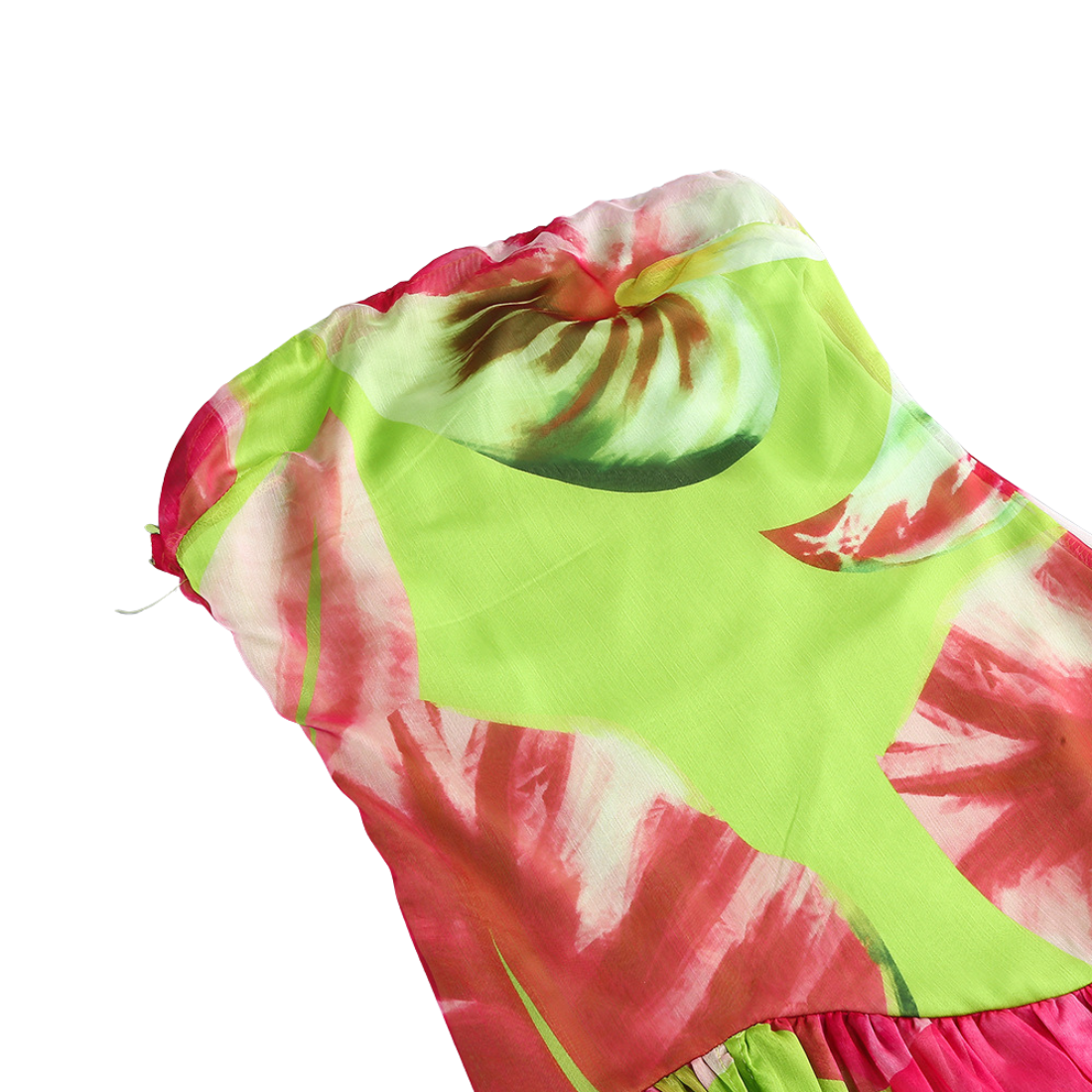 Vacation & Resort Maxi A-Line Satin Floral Print Strapless Dress - MYTHSIS