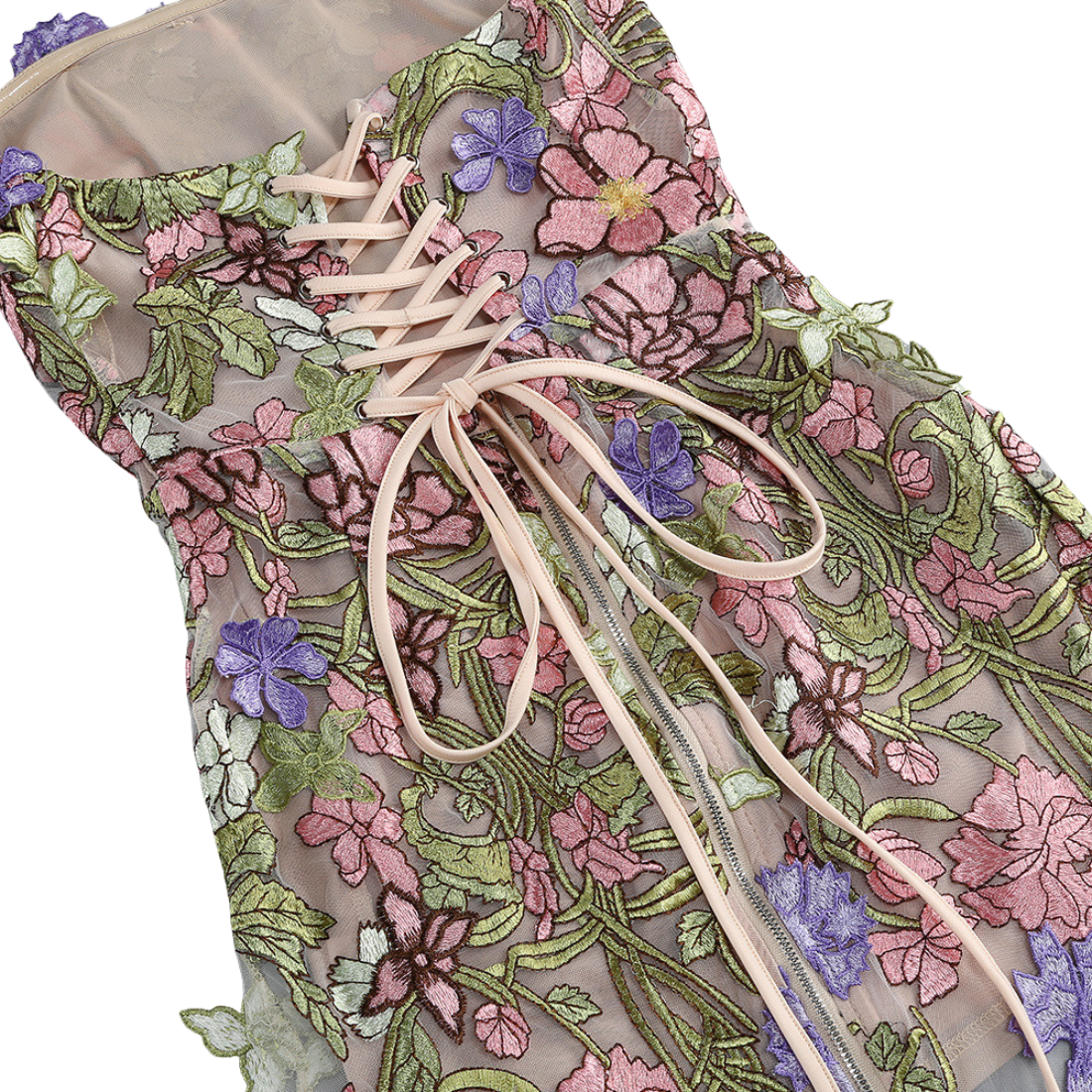 Vacation & Resort Satin Floral Print 3D Flower Maxi Bodycon Dress - MYTHSIS
