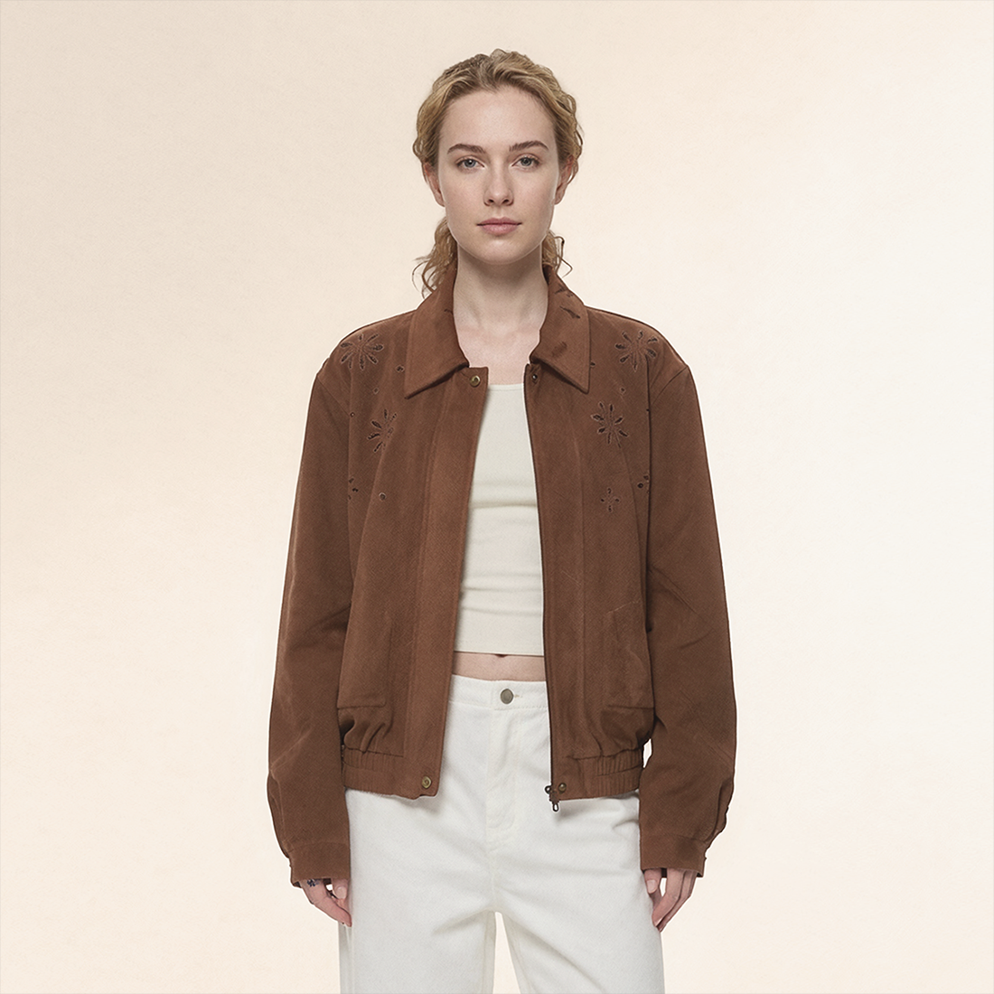 Wholesale Women's Suede-Like Velvet Embroidered Jacket