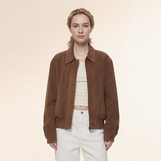Wholesale Women's Suede-Like Velvet Embroidered Jacket